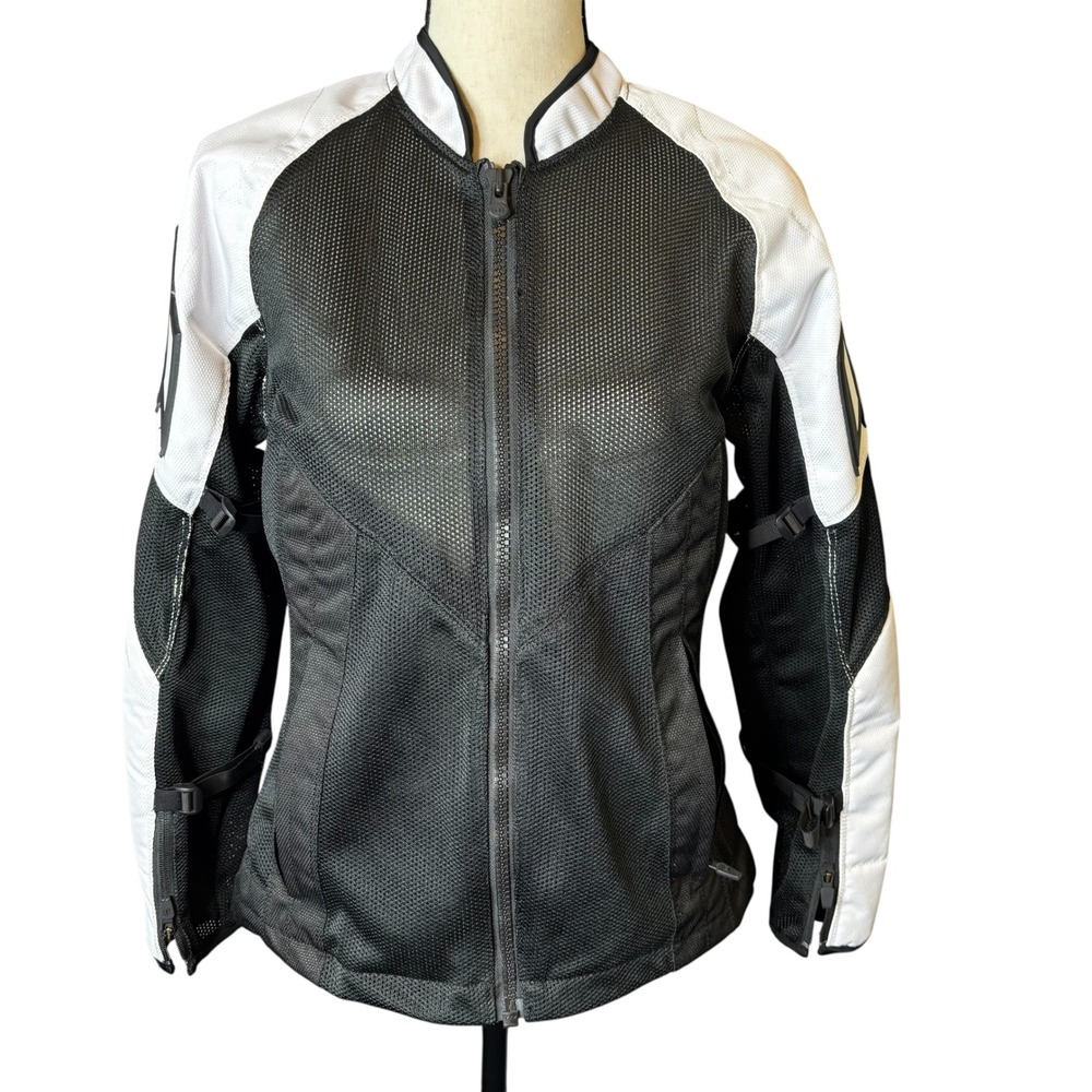 Icon Mesh AF Motorcycle Jacket Womens Medium MD Black White Padded Armor Small